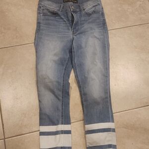 Express Skinny Jeans Size 6 Blue Jean with White Stripe Ankle Trim